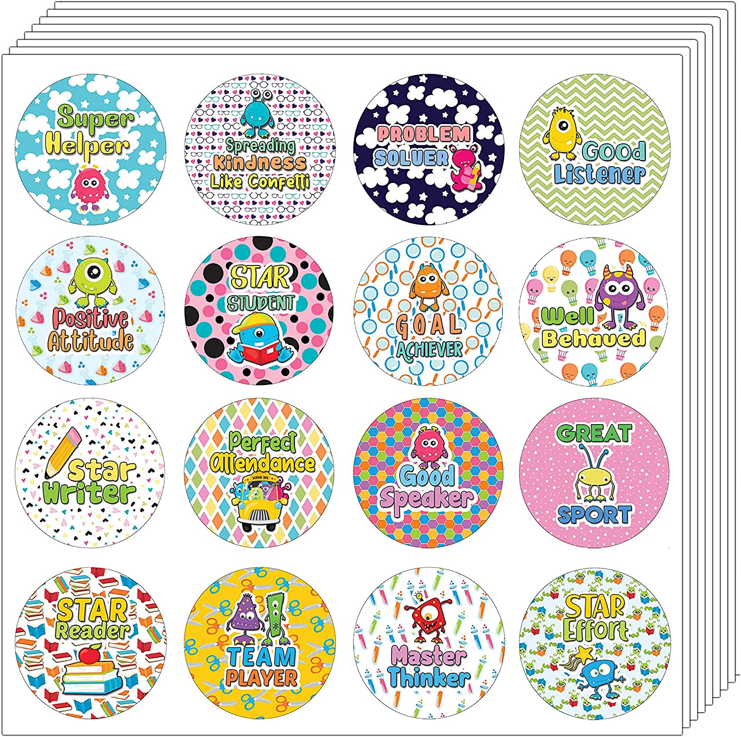Creanoso Colorful Motivational Positive Encouragement Stickers (20-Sheet) - Premium Quality Gift Ideas for Children, Teens, & Adults for All Occasions - Stocking Stuffers Party Favor & Giveaways