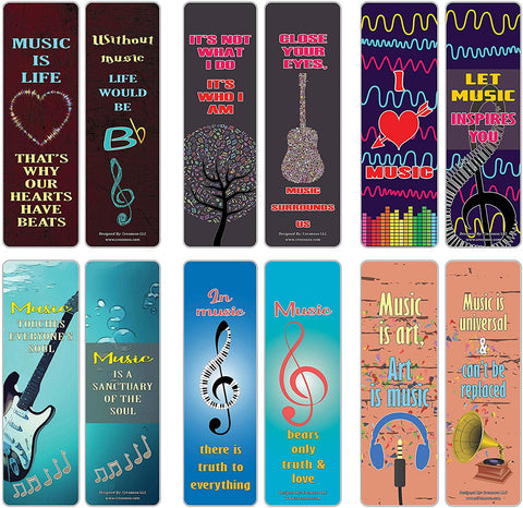 Creanoso Music Sayings Series 3 Bookmarks (60-Pack) ÃƒÂ¢Ã¢â€šÂ¬Ã¢â‚¬Å“ Six Assorted Quality Bookmarker Cards Bulk Set ÃƒÂ¢Ã¢â€šÂ¬Ã¢â‚¬Å“ Premium Gift for Men & Women, Adults, Teens, Musicians - Concert Giveaways ÃƒÂ¢Ã¢â€šÂ¬Ã¢â‚¬Å“ Musical Gifts