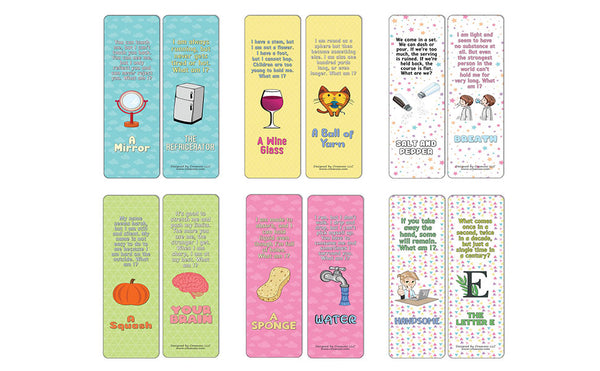 Creanoso Fun Riddle Bookmarks for Kids Series2 (12-Pack) - Stocking Stuffers Premium Quality Gift Ideas for Children, Teens, & Adults - Corporate Giveaways & Party Favors