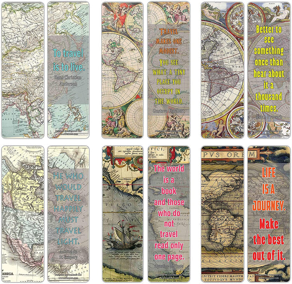 Creanoso Vintage Map Bookmarks Series 2 (30-Pack) Ã¢â‚¬â€œ Stocking Stuffers Gift for Men, Women, Adult, Teens, Boys & Girls Ã¢â‚¬â€œ Party Favors Supplies Ã¢â‚¬â€œ Rewards Gifts
