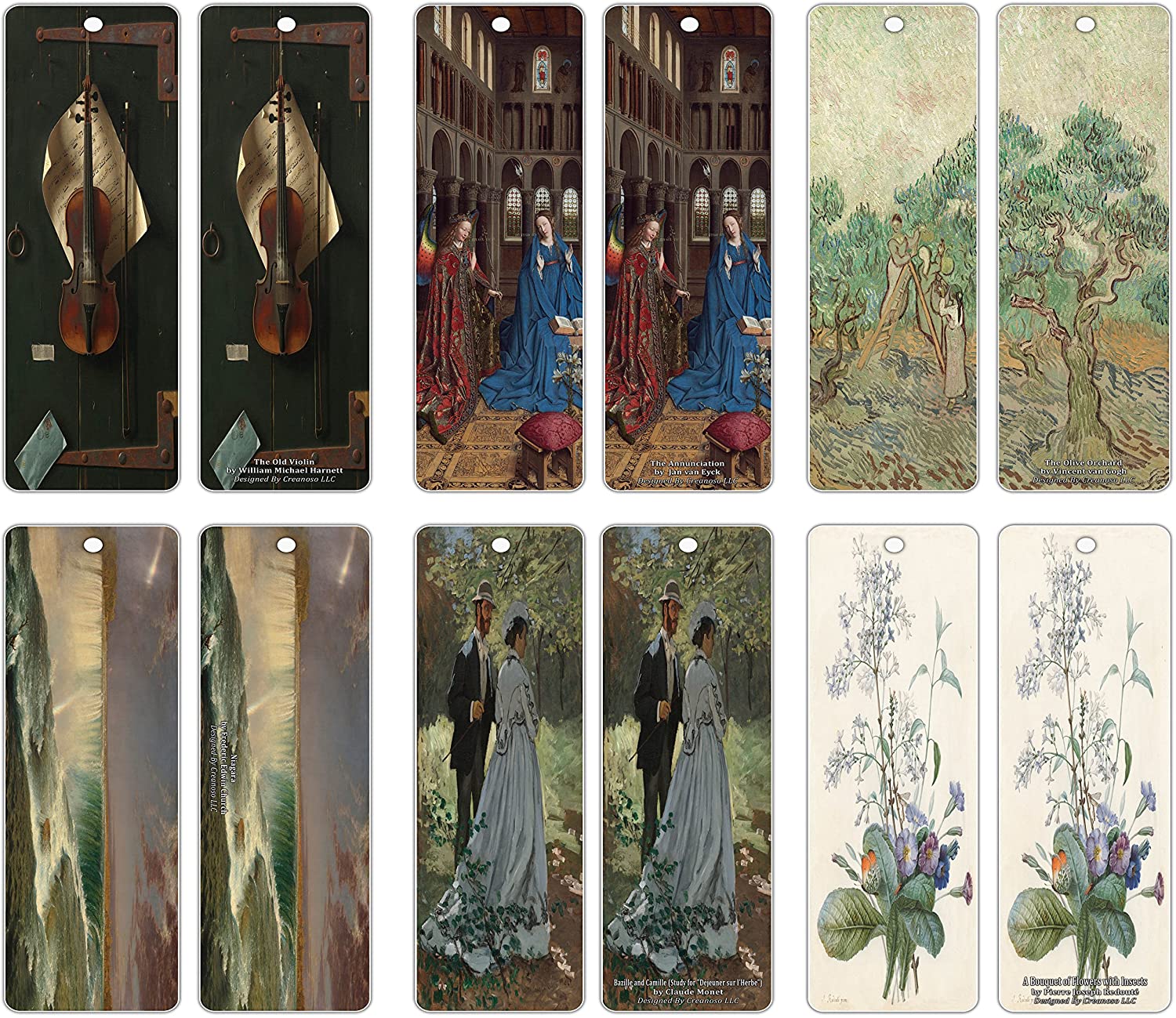 Creanoso Famous Classic Art Series 3 Bookmarks (60-Pack) ÃƒÂ¢Ã¢â€šÂ¬Ã¢â‚¬Å“ Famous Artists Classical Collection Pack ÃƒÂ¢Ã¢â€šÂ¬Ã¢â‚¬Å“ Great Stocking Stuffers Gift for Men, Women, Teens, Artists, Paint Lovers, Painters