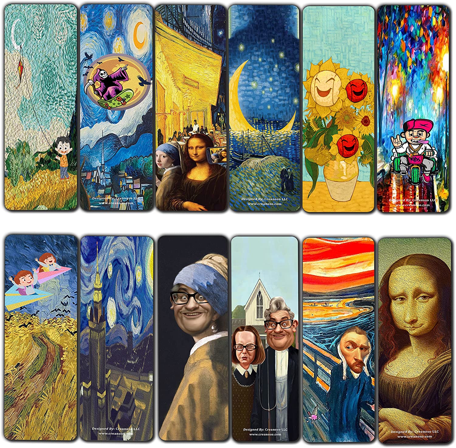 Funny Famous Paintings Bookmarks Cards (5-Sets X 6 Cards)