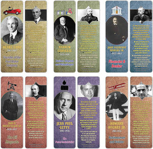 Creanoso Historical Fact American Famous Industrialists Bookmark Cards (30-Pack) Ã¢â‚¬â€œ Learning Reading Bookmarks Collection Set Ã¢â‚¬â€œ Stocking Stuffers for Boys, Girls, Kids Ã¢â‚¬â€œ Classroom Incentives