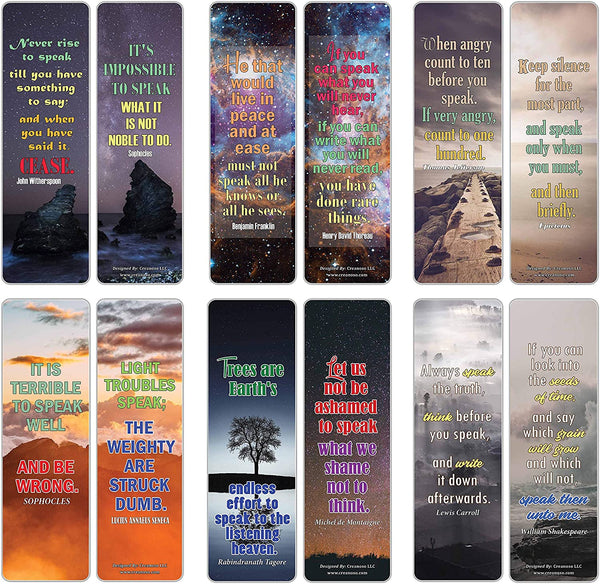 Creanoso Speak Up Quotes Series 2 Quotes Bookmark Cards (60-Pack) Ã¢â‚¬â€œ Premium Gifts Bookmarks for Bookworm Ã¢â‚¬â€œ Stocking Stuffers for Men, Women, Managers, Leaders Ã¢â‚¬â€œ Office Supplies Ã¢â‚¬â€œ DIY Kit