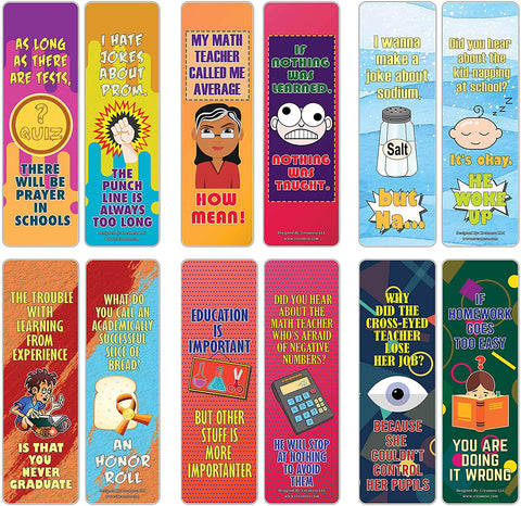 Creanoso Funny One Liners Jokes School Bookmarks Series 1 (30-Pack) Ã¢â‚¬â€œ Unique Stocking Stuffers Gifts for Men, Women, Unisex Adults Ã¢â‚¬â€œ Cool Book Page Clippers Collection Set Ã¢â‚¬â€œ Awesome Giveaways