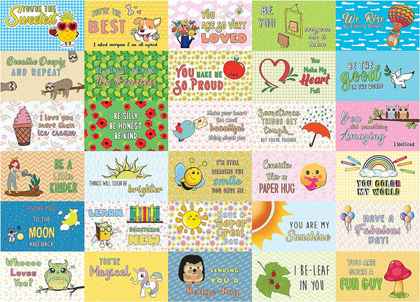Creanoso Motivational Everyday Lunch Box Notes (30 cards x 1 set) - Fun and Inspiring Lunch Box Flashcards