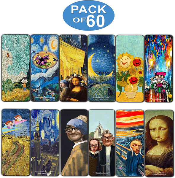 Funny Famous Paintings Bookmarks Cards (10-Sets X 6 Cards)