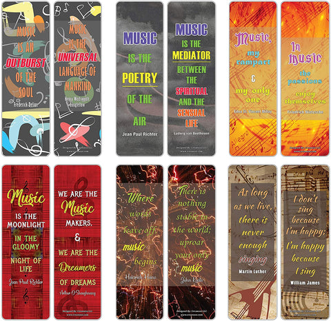 Creanoso Music Sayings Series 5 Bookmarks (60-Pack) ÃƒÂ¢Ã¢â€šÂ¬Ã¢â‚¬Å“ Premium Gift Set ÃƒÂ¢Ã¢â€šÂ¬Ã¢â‚¬Å“ Awesome Bookmarks for Music Event Party Favors Supplies - Bulk Gifts for Choir Band Singers Musicians Music Students