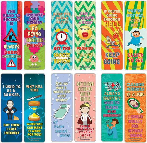 Creanoso Funny One Liners Jokes Motivational Bookmarks Series 1 (60-Pack) ÃƒÂ¢Ã¢â€šÂ¬Ã¢â‚¬Å“ Unique Stocking Stuffers Gifts for Men, Women, Unisex Adults ÃƒÂ¢Ã¢â€šÂ¬Ã¢â‚¬Å“ Cool Book Page Clippers Collection Set ÃƒÂ¢Ã¢â€šÂ¬Ã¢â‚¬Å“ Awesome Giveaways