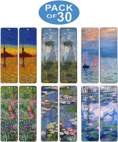 Creanoso Claude Monet Bookmarks (12 Packs) - Bookmarks for Books Men Women Kids Boys Girls - Decor