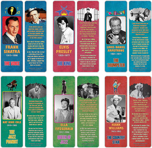 Creanoso Learning Facts Historical Famous Americans Musicians Bookmarks (60-Pack) ÃƒÂ¢Ã¢â€šÂ¬Ã¢â‚¬Å“ Unique Teacher Stocking Stuffers Gifts for Boys, Girls, Kids, Teens, Students ÃƒÂ¢Ã¢â€šÂ¬Ã¢â‚¬Å“ Book Reading Clippers