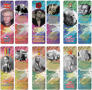 Creanoso Famous Historical Americans Artists Facts Bookmarks (30-Pack) Ã¢â‚¬â€œ Learning Facts Rewards Cards Ã¢â‚¬â€œ Awesome Stocking Stuffers Gift Bookmarks for Students, Boys, Girls, Teens, Young Painters