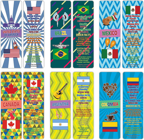 Creanoso Educational Facts North and South American Countries Learning Bookmarks (60-Pack) ÃƒÂ¢Ã¢â€šÂ¬Ã¢â‚¬Å“ Unique Reading Bookmarks Collection Set ÃƒÂ¢Ã¢â€šÂ¬Ã¢â‚¬Å“ Stocking Stuffers for Boys, Girls ÃƒÂ¢Ã¢â€šÂ¬Ã¢â‚¬Å“ Cool Classroom Incentives