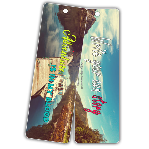 Creanoso Inspiring Wanderlust Adventurer's Bookmarks (30-Pack) - Bookmark Set for Adults and Teens