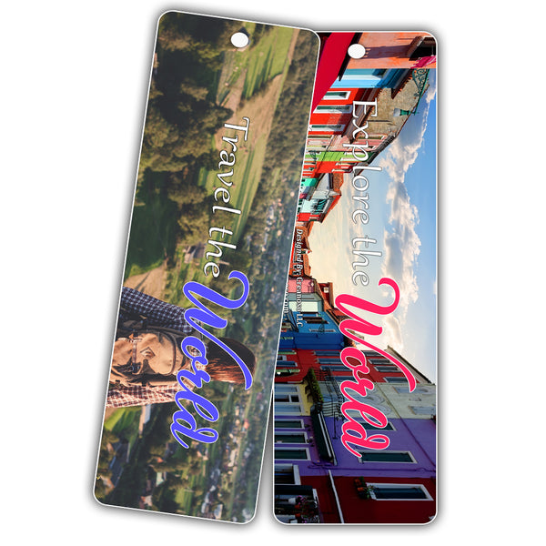 Creanoso Wanderlust Travel Adventures Sayings Bookmark Cards (60-Pack) - Essential Wall Decal Set