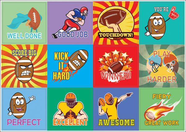 Creanoso Sports Motivational (American Football Series) Stickers - 10 Sheets - Assorted Collection