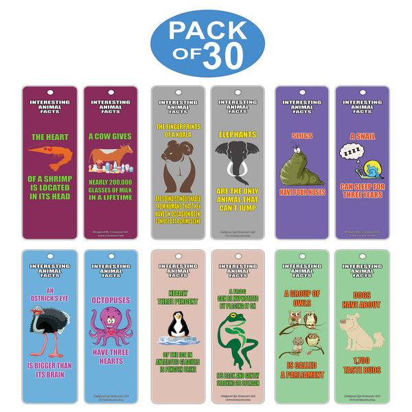 Creanoso Animals Learning Series 1 Bookmarks (30-Pack) ÃƒÆ’Ã‚Â¢ÃƒÂ¢Ã¢â‚¬Å¡Ã‚Â¬ÃƒÂ¢Ã¢â€šÂ¬Ã…â€œ Interesting Animal Facts for Kids, Teens