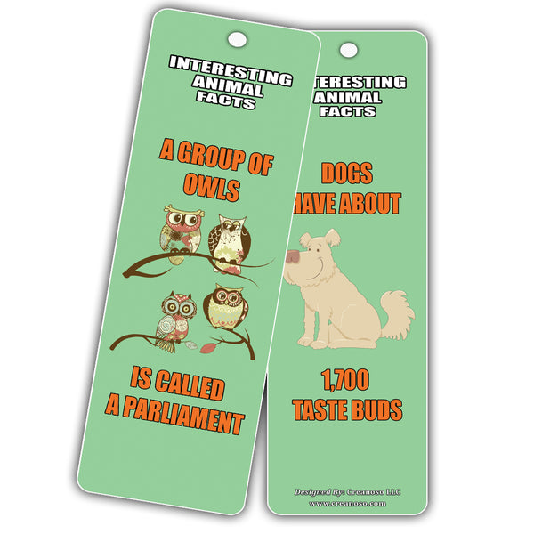 Creanoso Animals Learning Series 1 Bookmarks (30-Pack) ÃƒÆ’Ã‚Â¢ÃƒÂ¢Ã¢â‚¬Å¡Ã‚Â¬ÃƒÂ¢Ã¢â€šÂ¬Ã…â€œ Interesting Animal Facts for Kids, Teens