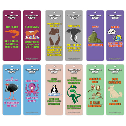 Creanoso Animals Fun Facts Series 1 Bookmarks (12-Pack) - Great Reading Collection Bookmarkers