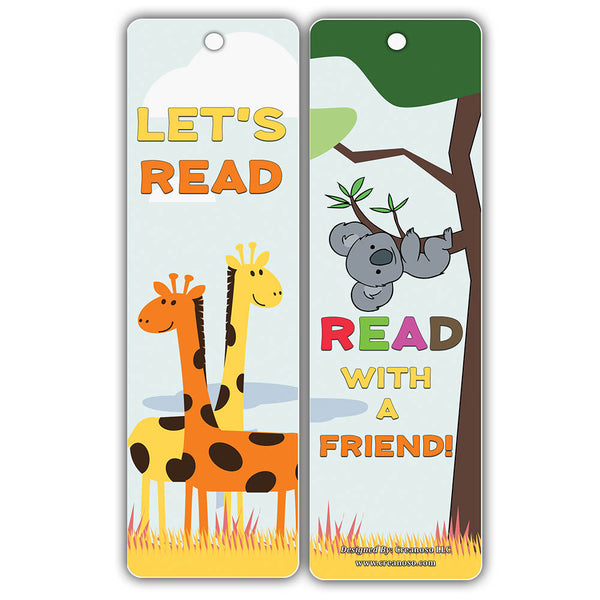 Creanoso Animal Good Reading Habit Bookmarks (12-Pack) + 1 Sheet Stickers Bundle - Reward Gifts