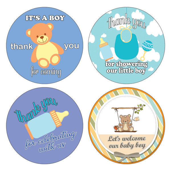 Creanoso Baby Shower Stickers for Boys (10-Sheet) Ã¢â‚¬â€œ Assorted Thank You Stickers for Baby Showers