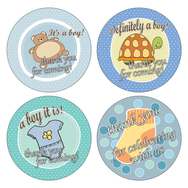 Creanoso Baby Shower Stickers for Boys (10-Sheet) Ã¢â‚¬â€œ Assorted Thank You Stickers for Baby Showers