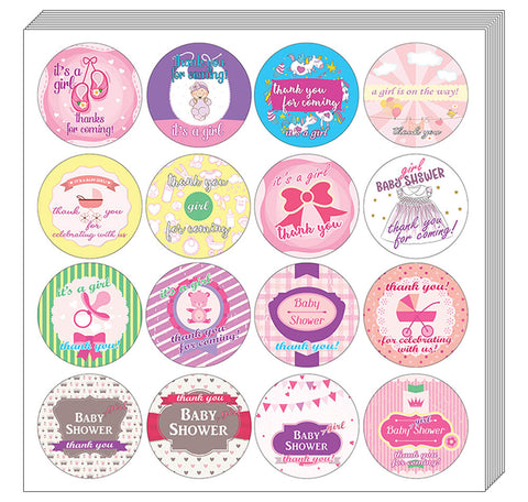 Creanoso Baby Shower Stickers Thank You Cards for Girls (10-Sheet) Ã¢â‚¬â€œ Gifts for Family and Friends
