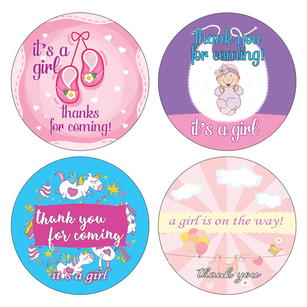Creanoso Baby Shower Stickers Thank You Cards for Girls (10-Sheet) Ã¢â‚¬â€œ Gifts for Family and Friends