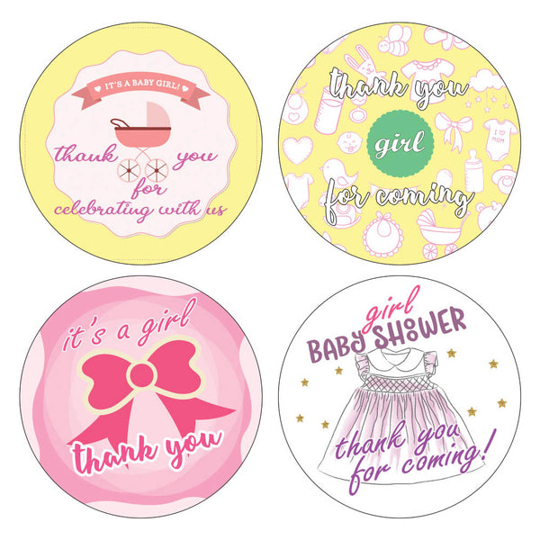 Creanoso Baby Shower Stickers Thank You Cards for Girls (10-Sheet) Ã¢â‚¬â€œ Gifts for Family and Friends