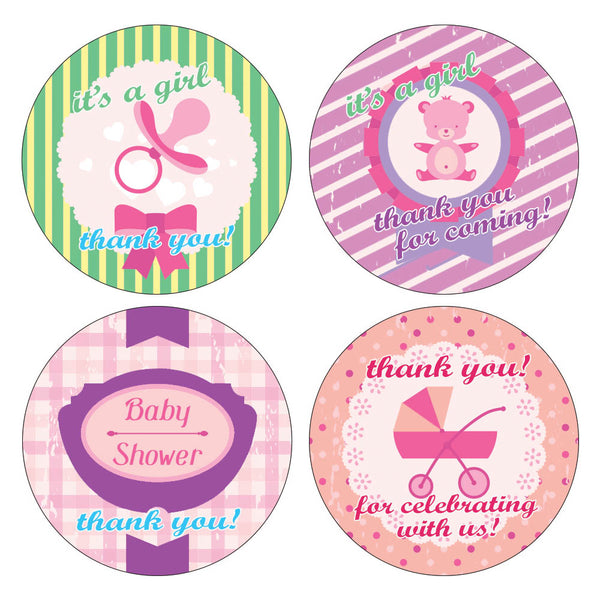 Creanoso Baby Shower Stickers Thank You Cards for Girls (10-Sheet) Ã¢â‚¬â€œ Gifts for Family and Friends