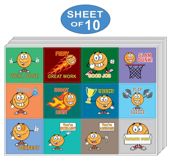 Creanoso Motivational Basketball Sport Series Stickers - Stickies for Boys, Girls, Kids