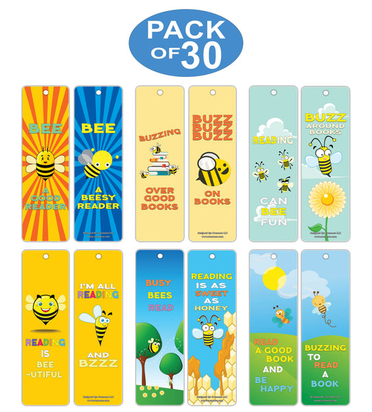Creanoso Fun Book Learning Bee Bookmarkers (30-Pack) ÃƒÂ¢Ã¢â€šÂ¬Ã¢â‚¬Å“ Six Assorted Bookmark Designs Bulk Set ÃƒÂ¢Ã¢â€šÂ¬Ã¢â‚¬Å“ Premium Quality Book Clippers for Kids, Boys, Girls