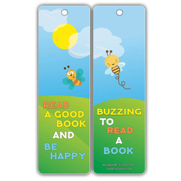 Creanoso Book Reading Bee Bookmarks for Kids (60-Pack) ÃƒÆ’Ã‚Â¢ÃƒÂ¢Ã¢â‚¬Å¡Ã‚Â¬ÃƒÂ¢Ã¢â€šÂ¬Ã…â€œ Fun and Inspiring Words for Book Reading Sessions ÃƒÆ’Ã‚Â¢ÃƒÂ¢Ã¢â‚¬Å¡Ã‚Â¬ÃƒÂ¢Ã¢â€šÂ¬Ã…â€œ Premium Gift Stocking Stuffers for Boys, Girls, Young Readers
