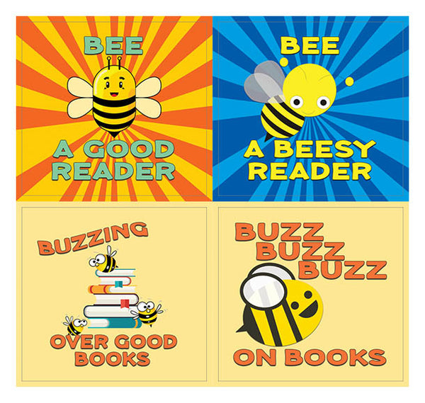Creanoso Bee Stickers for Kids (10-Sheet) Ã¢â‚¬â€œ Inspiring Reading Words Wall Stickers Assorted Set