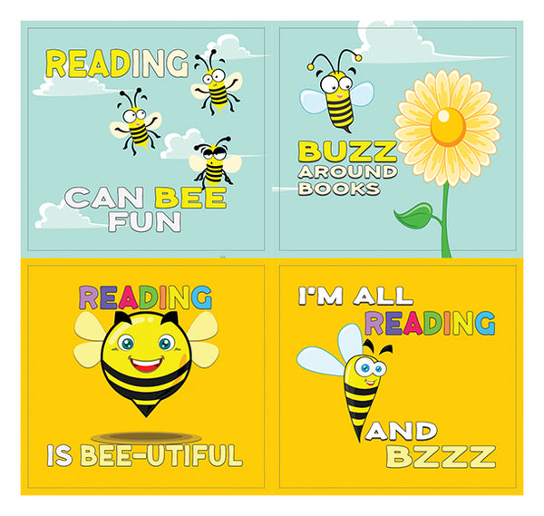 Creanoso Bee Stickers for Kids (10-Sheet) Ã¢â‚¬â€œ Inspiring Reading Words Wall Stickers Assorted Set