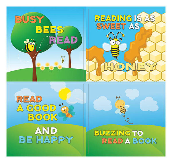 Creanoso Bee Stickers for Kids (10-Sheet) Ã¢â‚¬â€œ Inspiring Reading Words Wall Stickers Assorted Set