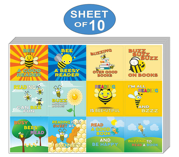 Creanoso Bee Stickers for Kids (10-Sheet) Ã¢â‚¬â€œ Inspiring Reading Words Wall Stickers Assorted Set