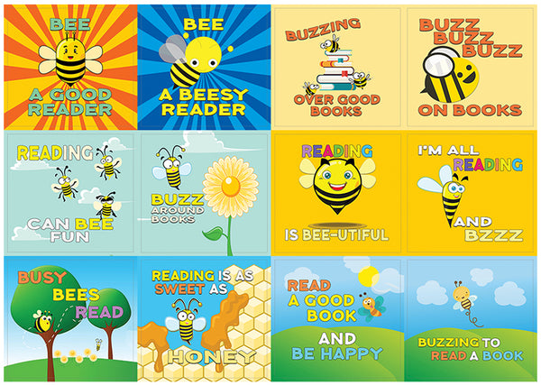 Creanoso Bee Stickers for Kids (10-Sheet) Ã¢â‚¬â€œ Inspiring Reading Words Wall Stickers Assorted Set