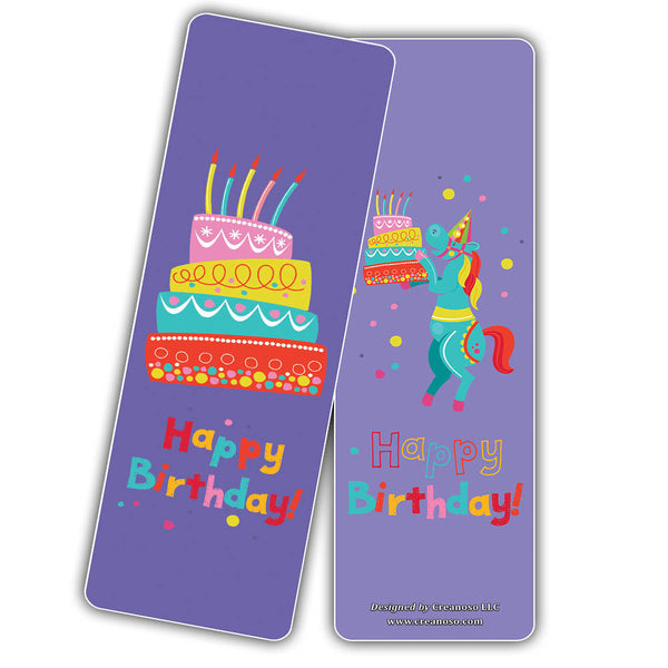 Creanoso Happy Birthday Bookmark Cards - Premium Gift Bookmarks Set Tokens for Birthday Events