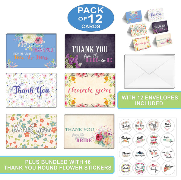 Creanoso Bridal Shower Thank You Cards Ã¢â‚¬â€œ Six Flip Cards Design Assorted Set Ã¢â‚¬â€œ Token Gift Cards
