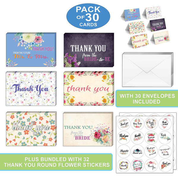 Creanoso Bridal Shower Thank You Cards Ã¢â‚¬â€œ Six Flip Cards Design Assorted Set Ã¢â‚¬â€œ Token Gift Cards