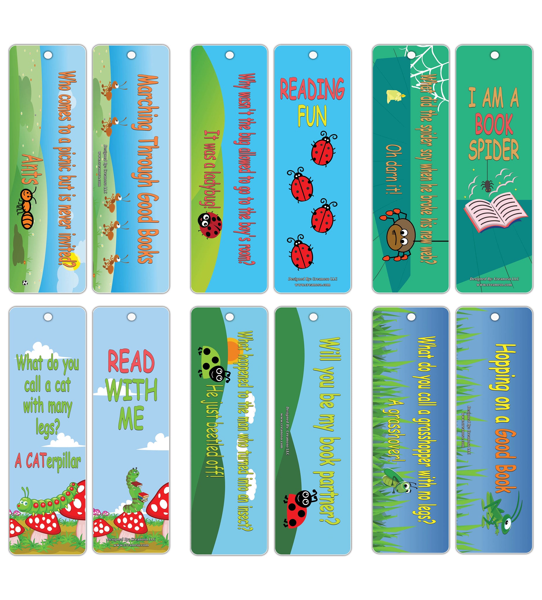 Creanoso Funny Jokes Bug Bookmarkers ÃƒÂ¢Ã¢â€šÂ¬Ã¢â‚¬Å“ Premium Quality Book Clippers for Kids, Boys, Girls