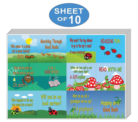 Creanoso Funny Reading Bug Stickers for Kids (10-Sheet) Ã¢â‚¬â€œ Gift Rewards Ideas for Boys, Girls