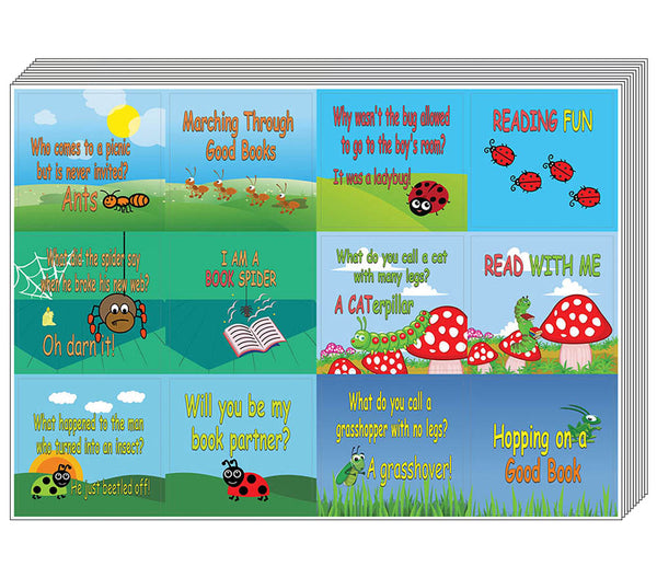 Creanoso Funny Reading Bug Stickers for Kids (10-Sheet) Ã¢â‚¬â€œ Gift Rewards Ideas for Boys, Girls