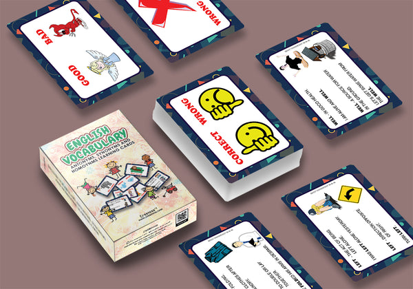 Creanoso English Vocabulary Antonyms, Synonyms and Homonyms Learning Cards (1-Deck) - Stocking Stuffers Educational Flashcards for Children â€“ Perfect Parents Teachers Teaching Assistance Tool
