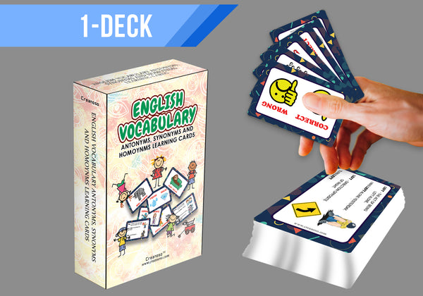 Creanoso English Vocabulary Antonyms, Synonyms and Homonyms Learning Cards (1-Deck) - Stocking Stuffers Educational Flashcards for Children â€“ Perfect Parents Teachers Teaching Assistance Tool
