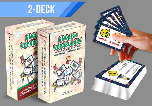 Creanoso English Vocabulary Antonyms, Synonyms and Homonyms Learning Cards for Boys Girls (2-Deck) â€“ Learning Day Care Classroom Nursery Home Teaching Supplementary Educational Card Pack