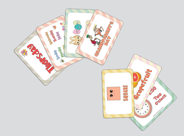 Creanoso Days of the Week, Months of the Year Holidays and Observances of the Year, Kinds of Weather, Telling the Correct Time Learning Cards (1-Deck) - Stocking Stuffers Flashcards for Children
