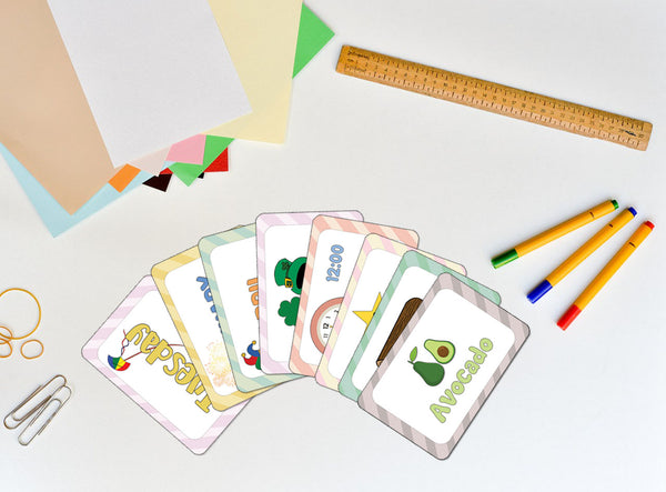 Creanoso Days of the Week, Months of the Year Holidays and Observances of the Year, Kinds of Weather, Telling the Correct Time Learning Cards (1-Deck) - Stocking Stuffers Flashcards for Children