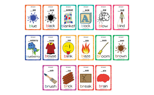 Creanoso Phonics Consonant Blends Sounds Learning Cards for Kids Bulk Set (4-Deck) - Pretty Favors Decor Decal Supply - Stocking Stuffers Gifts for Boys Girls Christmas Holidays Activities